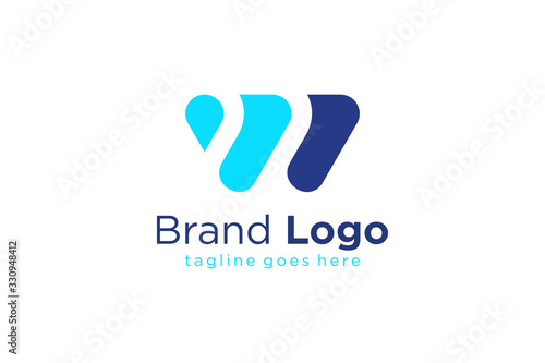 Initial Letter W or Logo Geometric Triangle Rounded. Flat Vector Logo Design Template Element