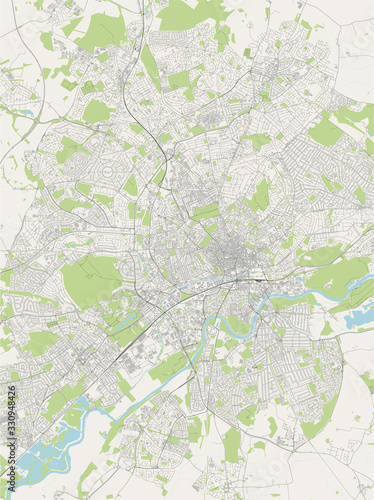 map of the city of Nottingham, Nottinghamshire, East Midlands, England, UK