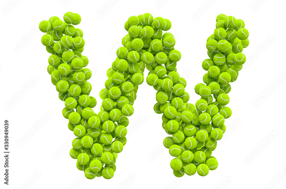 Letter W from tennis balls, 3D rendering Letter W from tennis balls, 3D rendering