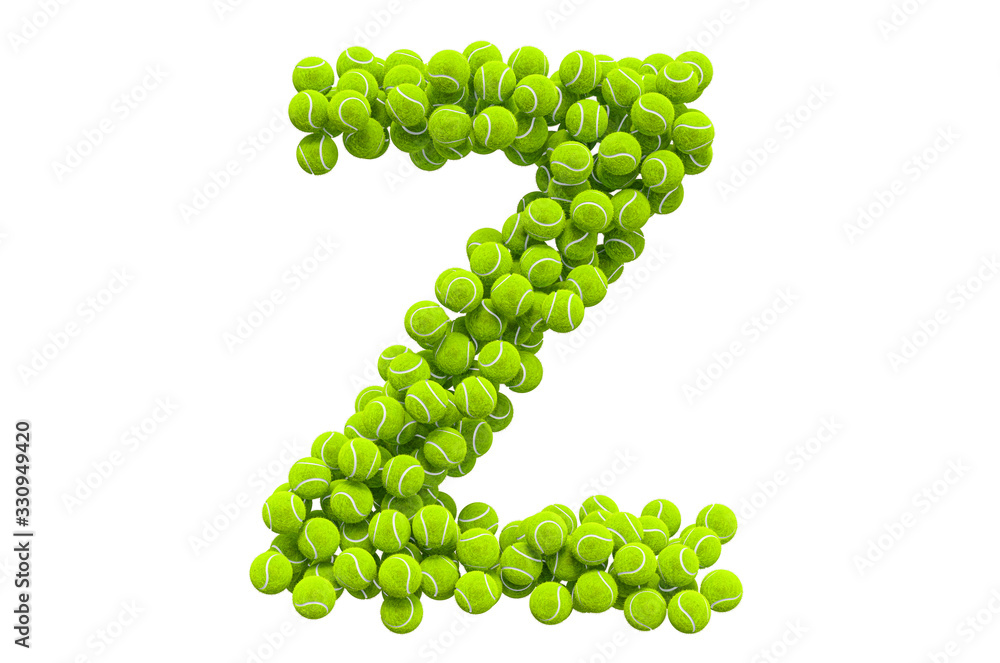 Letter Z from tennis balls, 3D rendering Letter Z from tennis balls, 3D rendering