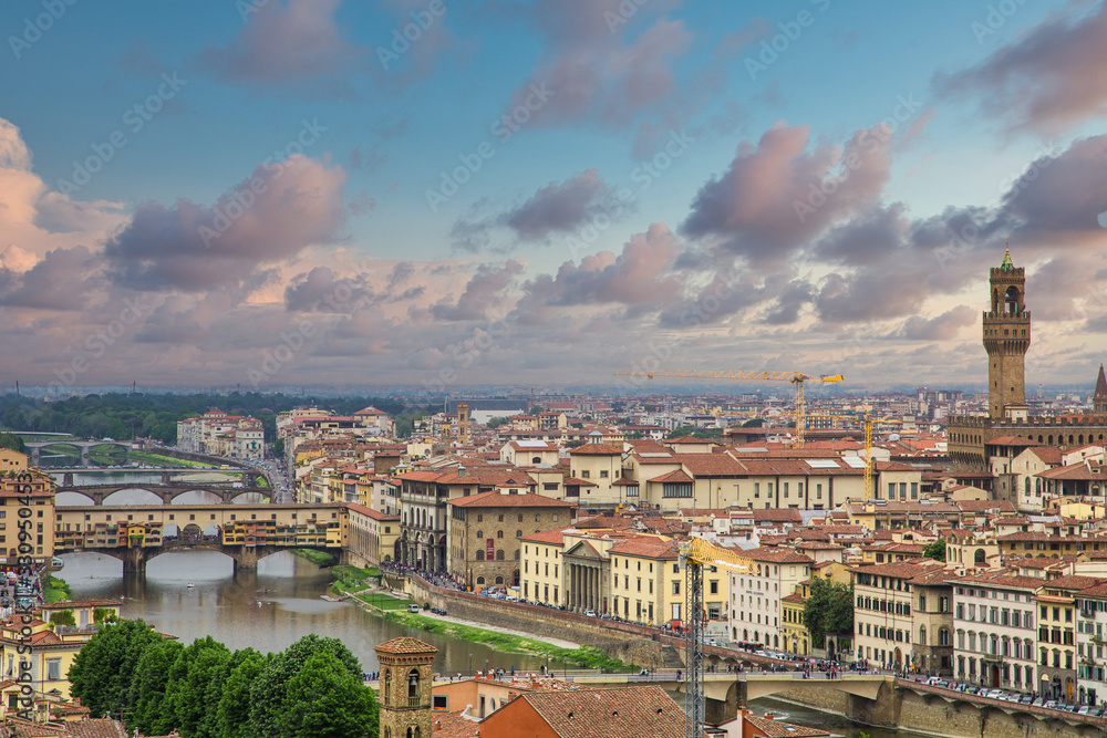 A view of Florence, Italy from a nearby hillside