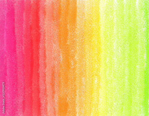 Blending and graduating water colors with brushes as colorful pan tone. Mixed, orange,yellow, green, turquoise, pink, red, blue, purple and violet color. Funny party background using.