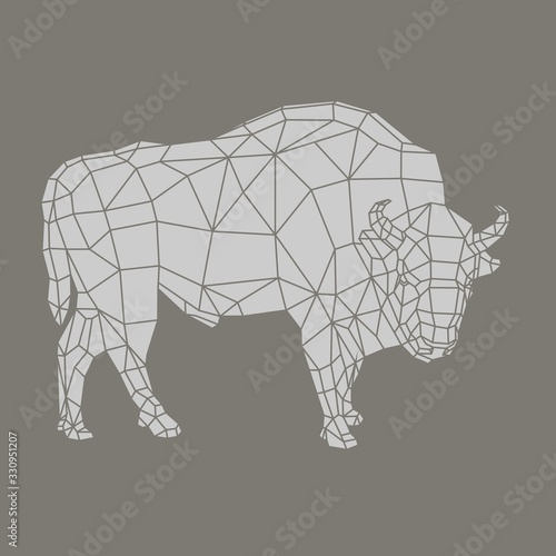 wild bison origami polygonal shapes in scandinavian style