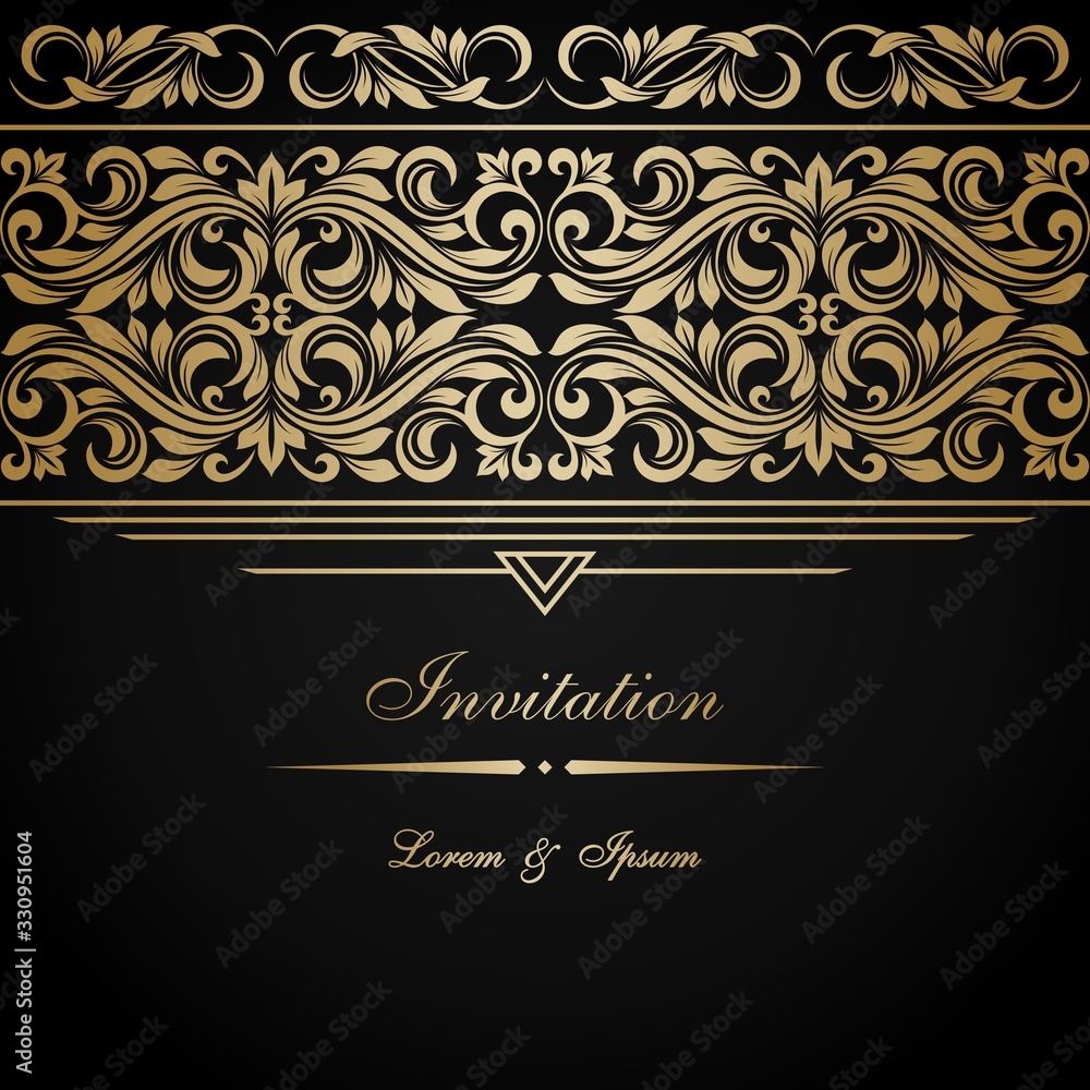 Vintage invitation card. Template for greeting cards and invitations
