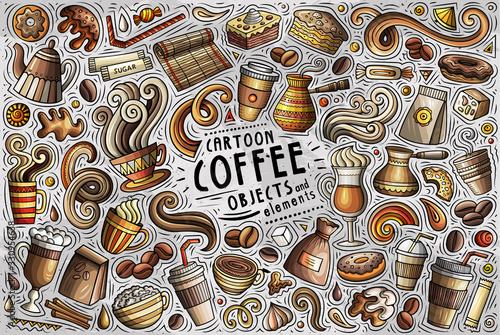 Vector set of Coffee theme items, objects and symbols