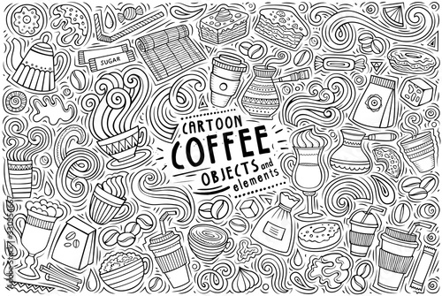 Vector set of Coffee theme items, objects and symbols