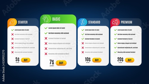 Human resources, Brainstorming and Strategy line icons set. Pricing table, subscription plan. Time management sign. Update profile, Lightning bolt, Business plan. Work time. People set. Vector