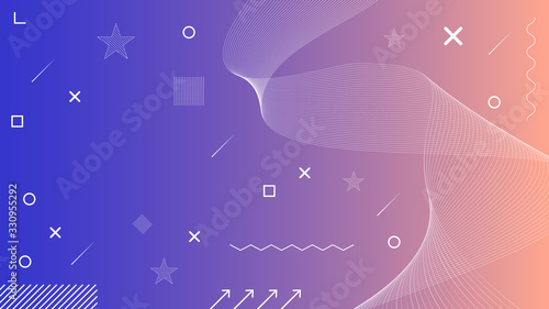 Abstract line wave shapes blue violet gradient vector background