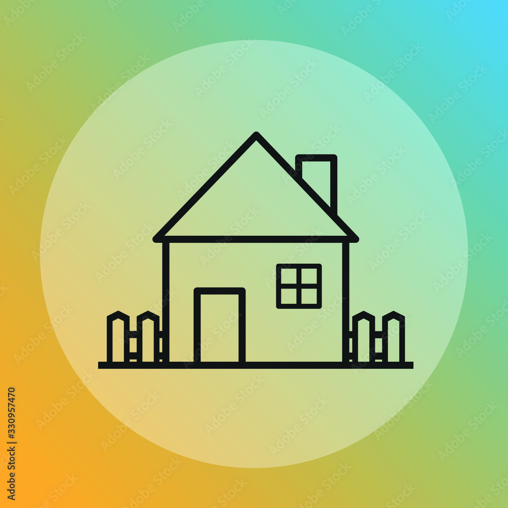 house with garden, door, window on gradient background house with garden, door, window on gradient background