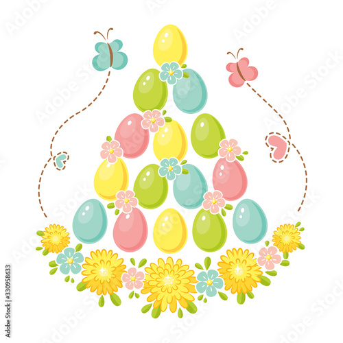 Easter Eggs Decor. Cartoon vector illustration