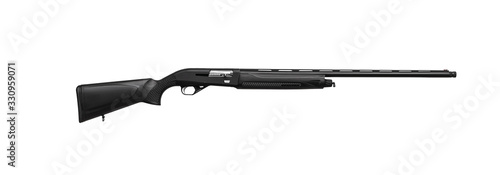 modern semi-automatic hunting rifle isolated on white back. Weapons for sports and self-defense. Firearms for personal and official use.