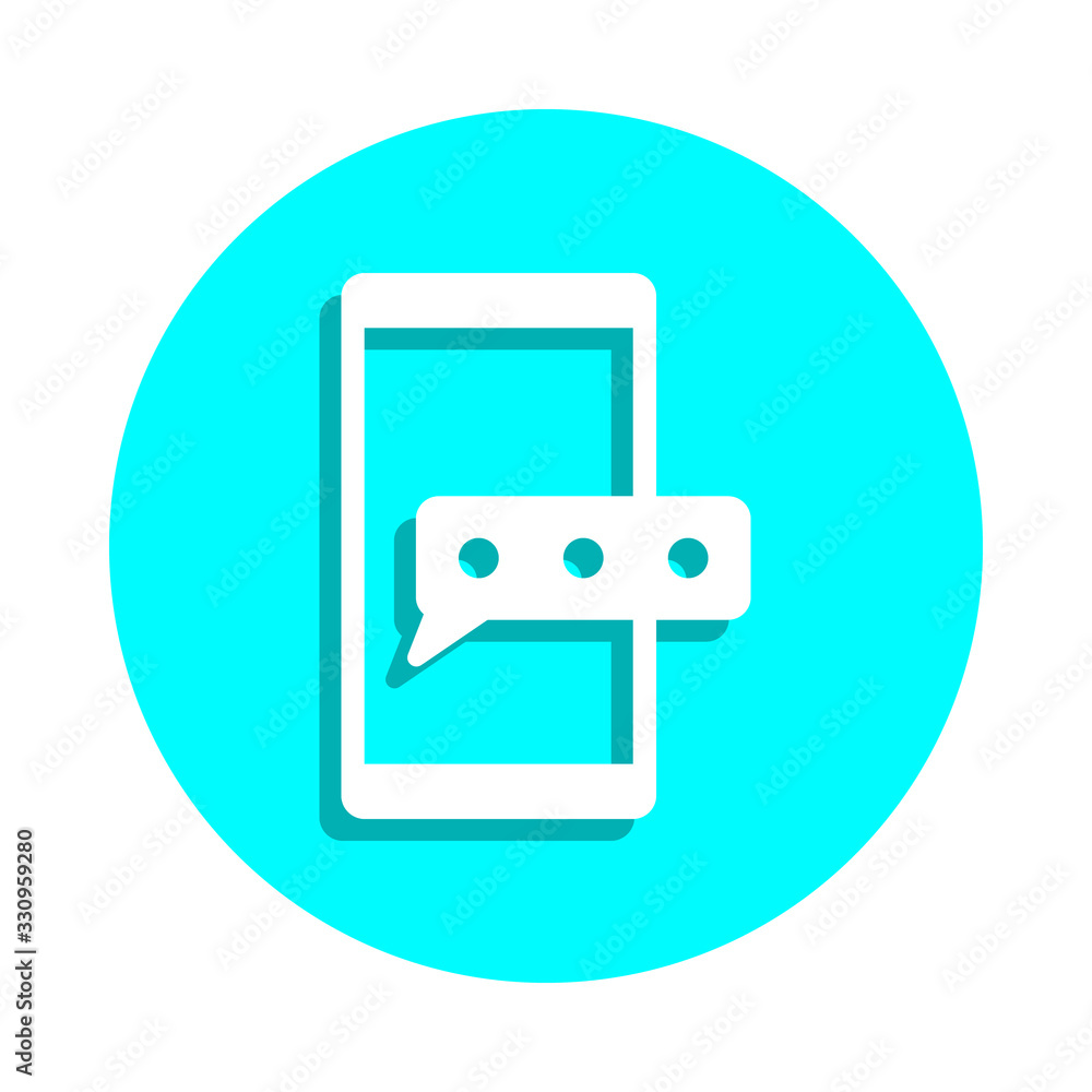 Message on smart phone badge icon. Simple glyph, flat vector of web icons for ui and ux, website or mobile application Message on smart phone badge icon. Simple glyph, flat vector of web icons for ui and ux, website or mobile application