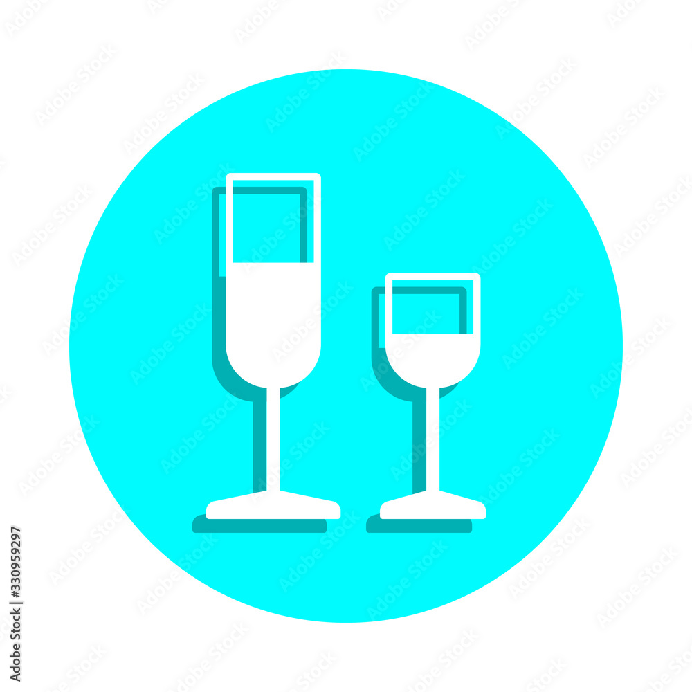 Glasses of drinks badge icon. Simple glyph, flat vector of web icons for ui and ux, website or mobile application Glasses of drinks badge icon. Simple glyph, flat vector of web icons for ui and ux, website or mobile application