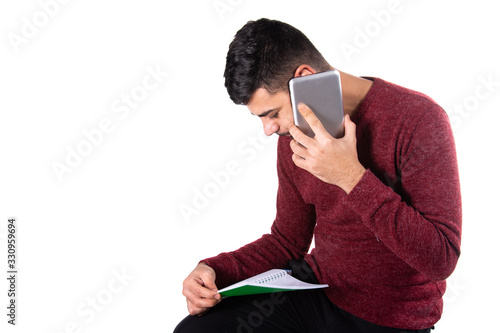 Student and Lessons. Attractive guy.
