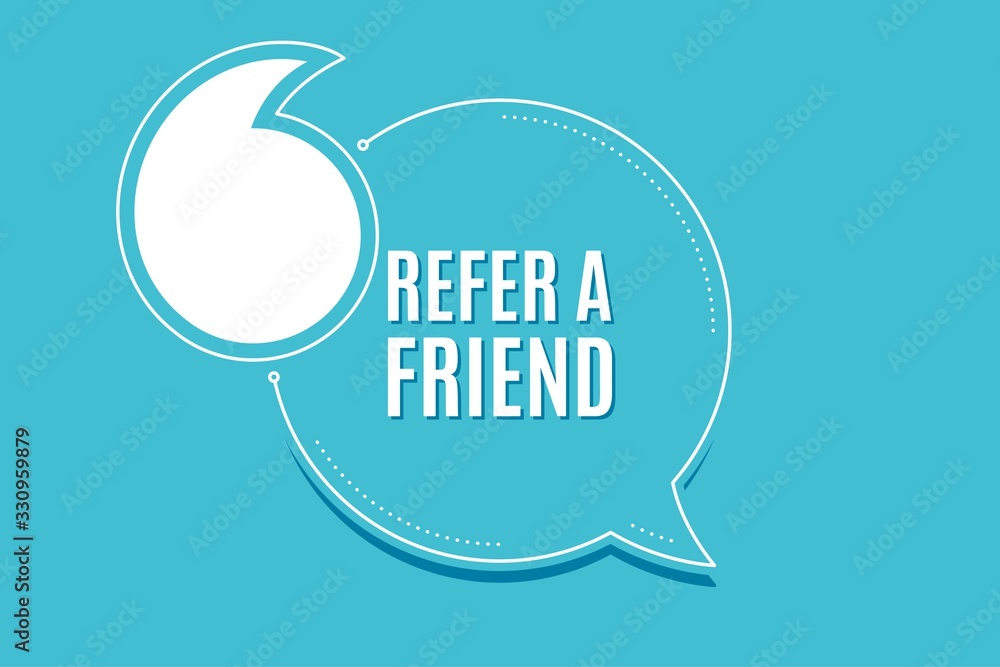 Quote banner with text. Refer a friend symbol. Referral program sign ...