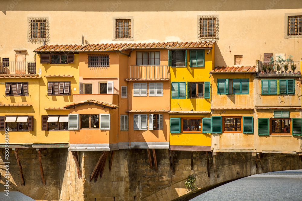 Details of the famous Old Bridge in Florence (Ponte Vecchio, Italy).Close up