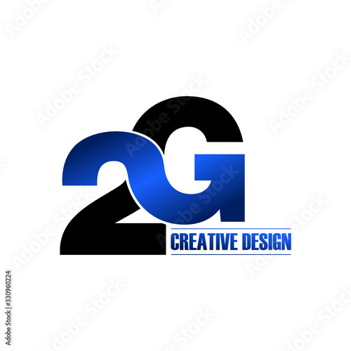 Letter 2G simple logo design vector photo