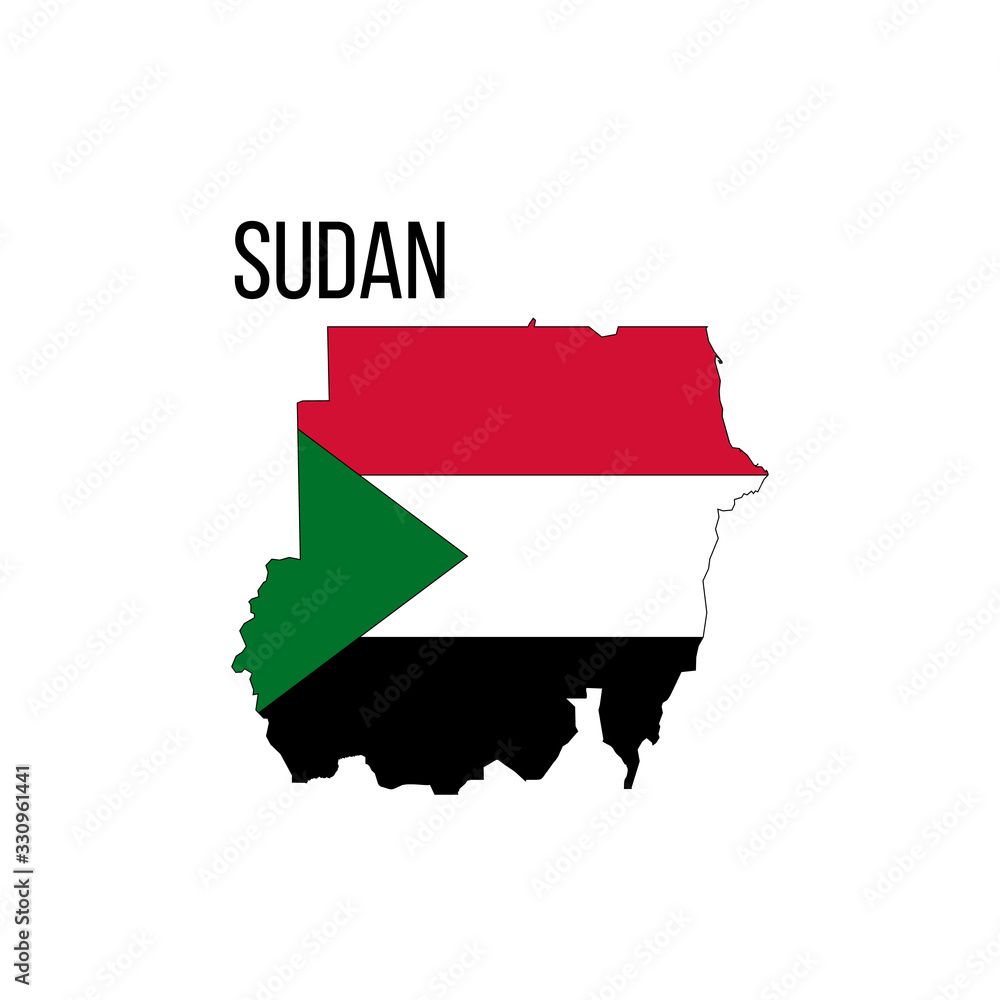 Fototapeta premium Sudan flag map. The flag of the country in the form of borders. Stock vector illustration isolated on white background.