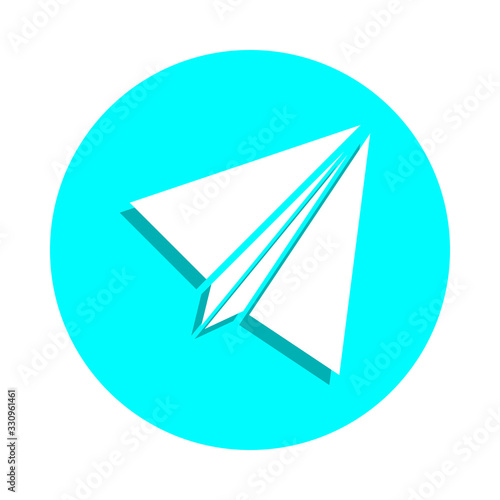 Paper airplane badge icon. Simple glyph, flat vector of web icons for ui and ux, website or mobile application