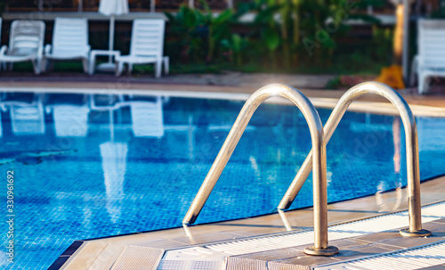 inox handrail entrance in Pool clean water