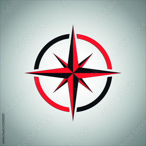 Compass logo design vector red and black