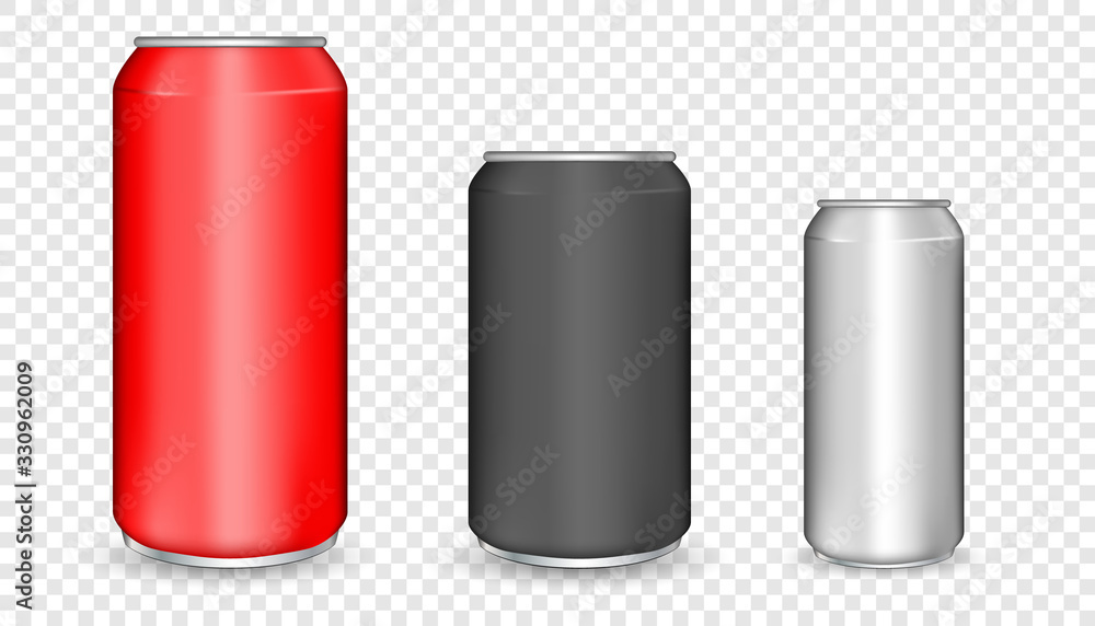 Realistic aluminum cans. Blank metallic can drink beer soda water. Vector illustration EPS10 Realistic aluminum cans. Blank metallic can drink beer soda water. Vector illustration EPS10