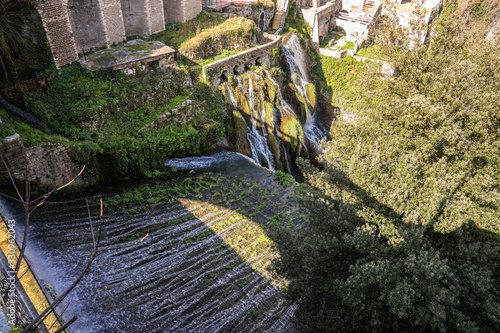 Waterfalls in the city of Tivoli at  Villa Gregoriana in Lazio, Italy photo