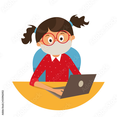 Put on a medical mask. The world is struggling with an outbreak of coronavirus. do not panic and stay home for your safety. take care of yourself. Vector graphics