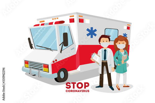 Put on a medical mask. The world is struggling with an outbreak of coronavirus. do not panic and stay home for your safety. take care of yourself. Vector graphics