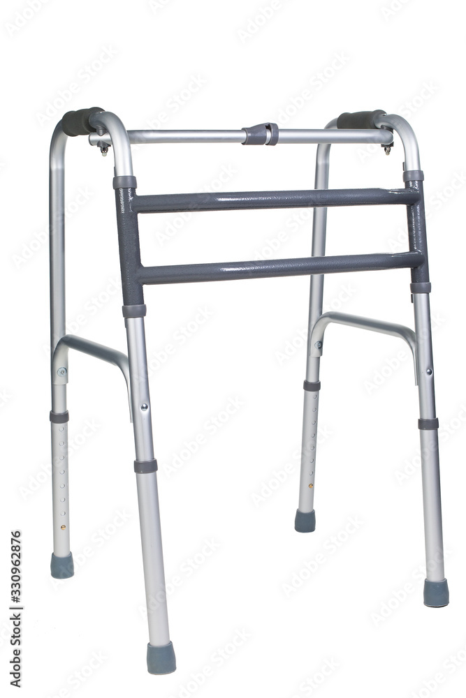 Adjustable folding walker for elderly, disabled or injured isolated on white Adjustable folding walker for elderly, disabled or injured isolated on white