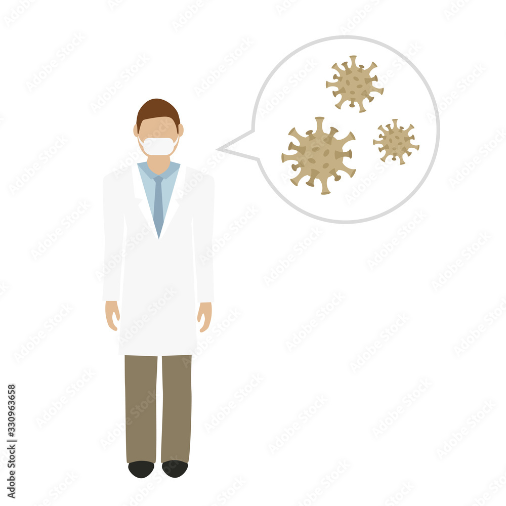 male doctor character talks about virus vector illustration EPS10 male doctor character talks about virus vector illustration EPS10