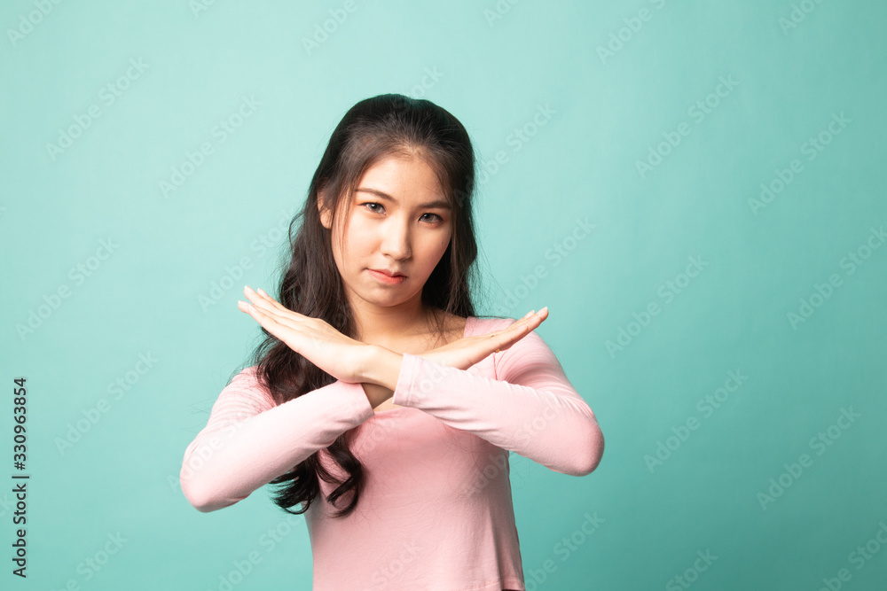 Beautiful young Asian woman say no. Beautiful young Asian woman say no.