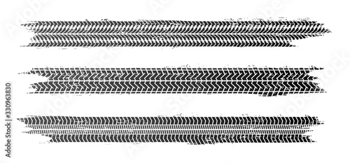 Tire tracks, vector illustration, grunge.