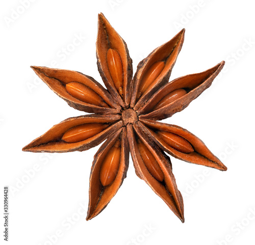  Whole Star Anise isolated on white background with clipping path.