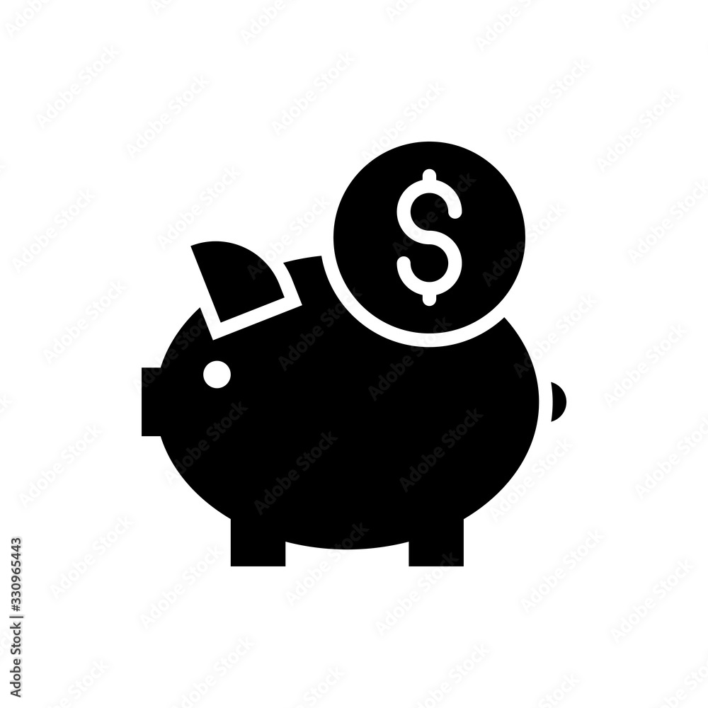 Piggy Bank Vector Icon Glyph Style Illustration. Piggy Bank Vector Icon Glyph Style Illustration.