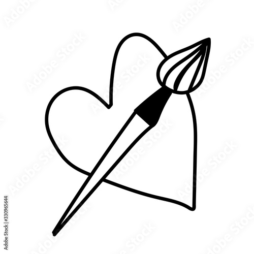 Vector brush icon clerical material. Artistic illustration by a black line on a white background. Design for social networks, web, cards, prints, packaging, logo.