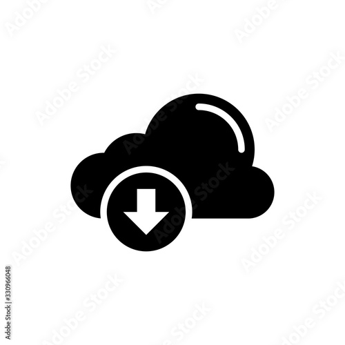 Cloud Download Vector Icon Glyph Style Illustration.