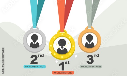 Gold medal reward 1st 2nd 3rd vector illustration