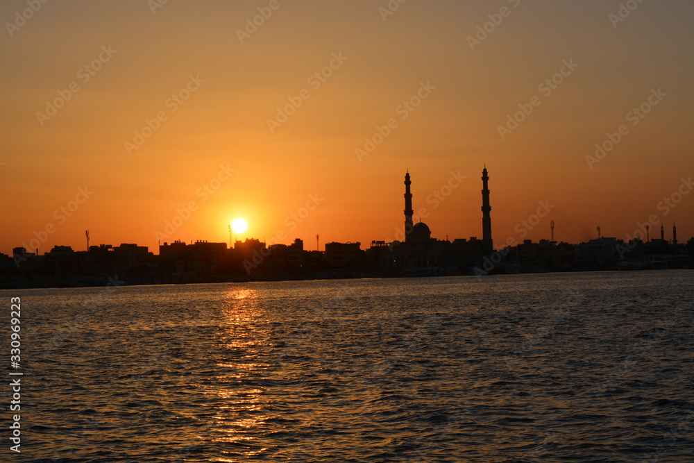 Egypt. Red sea. Ship. Mosque