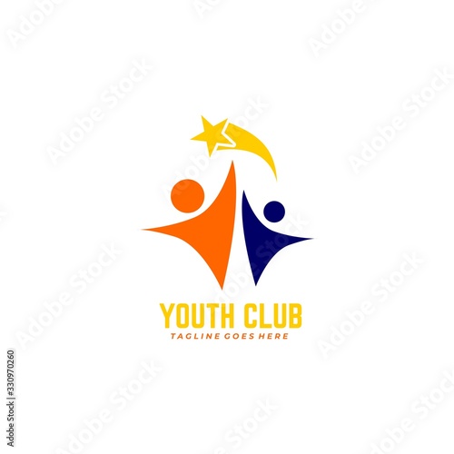 Abstract Peoples Raise Twinkling star Youth Logo Template