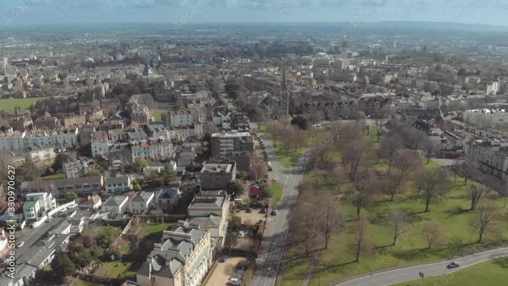 Drone shot of Clifton, Bristol during winter Drone shot of Clifton, Bristol during winter