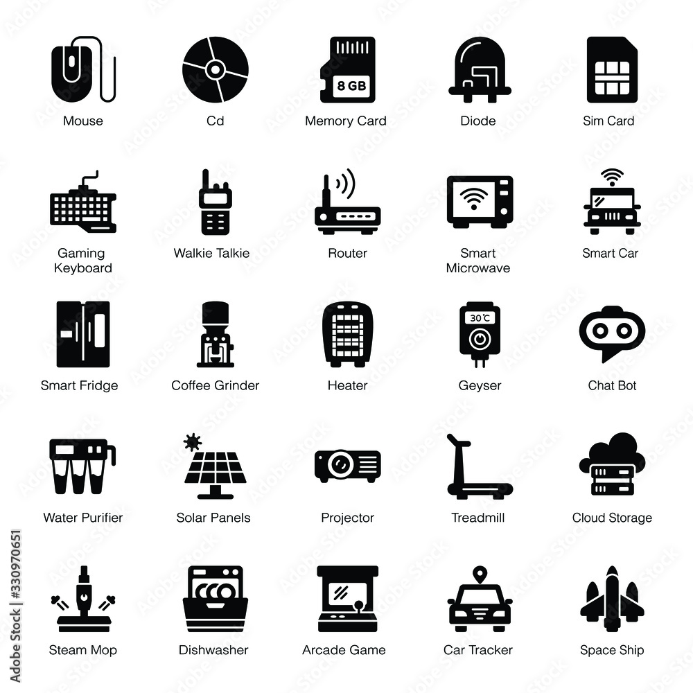 Technological Devices Glyph Icons Technological Devices Glyph Icons
