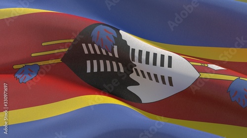 Waving flags of the world - flag of Eswatini. 3D illustration.