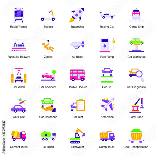 Travel And Transport Flat Icons 