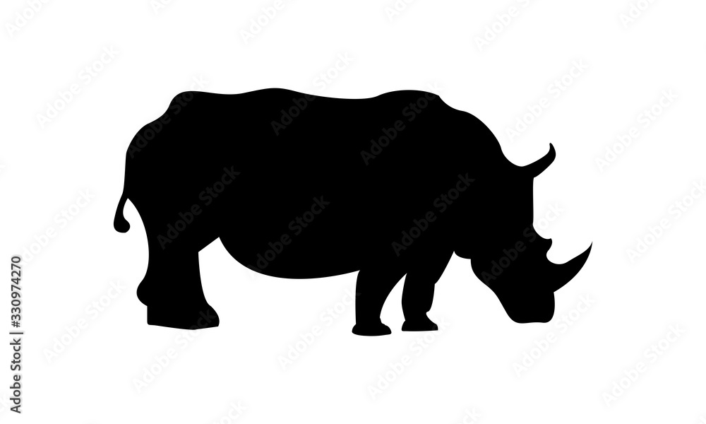 rhino silhouette on wildlife vector illustration design rhino silhouette on wildlife vector illustration design