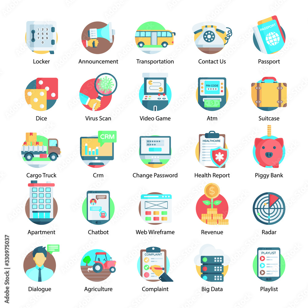 Unique Flat Icons Vector Compact Unique Flat Icons Vector Compact