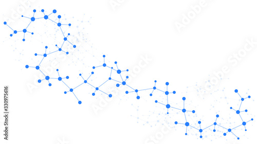 Structure molecule and communication. Dna, atom, neurons. Scientific concept for your design. Connected lines with dots. Medical, technology, chemistry, science background. Vector illustration.