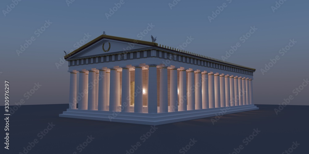 Fototapeta premium Parthenon, ancient greek temple, visualization, 3D illustration