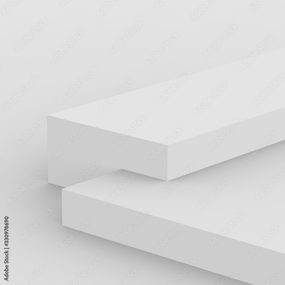 Fototapeta premium 3d gray white stage podium scene minimal studio background. Abstract 3d geometric shape object illustration render. Display for online business product.