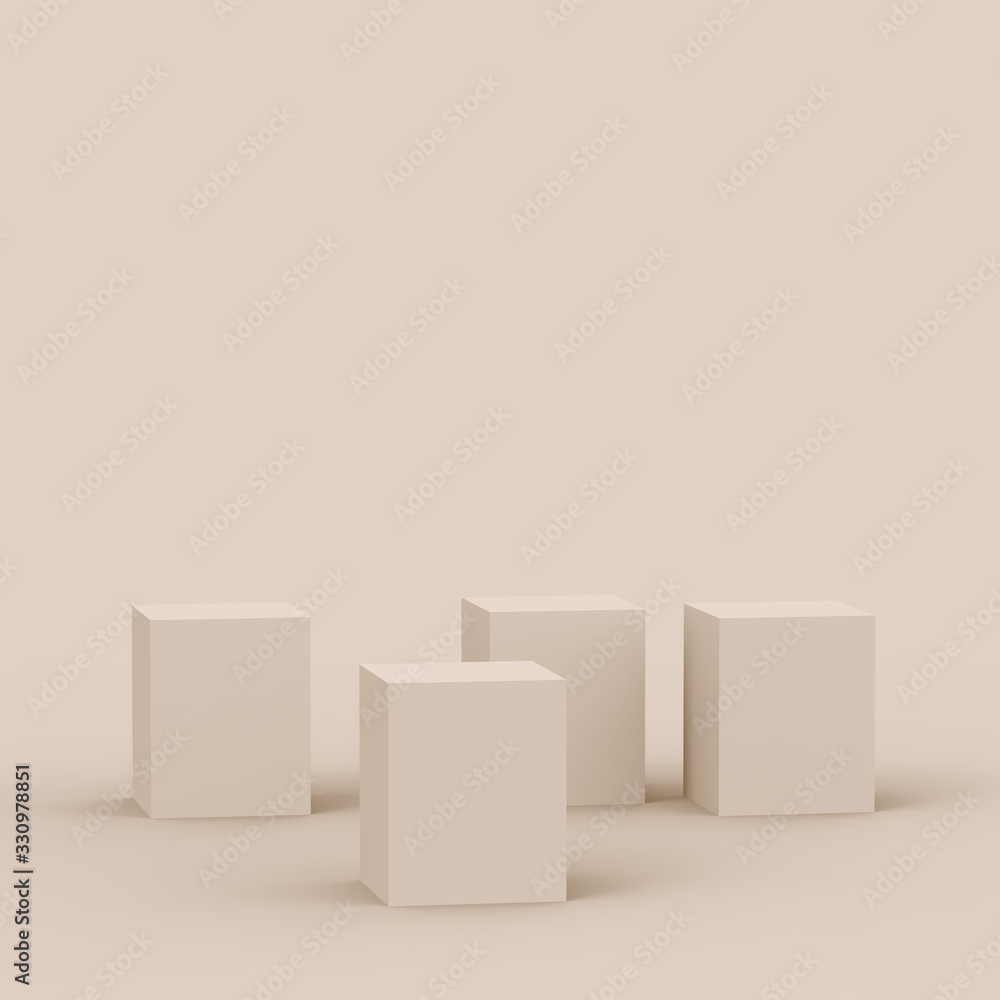 3d brown creamy cube and box podium minimal scene studio background. Abstract 3d geometric shape object illustration render. Natural color tones. 3d brown creamy cube and box podium minimal scene studio background. Abstract 3d geometric shape object illustration render. Natural color tones.